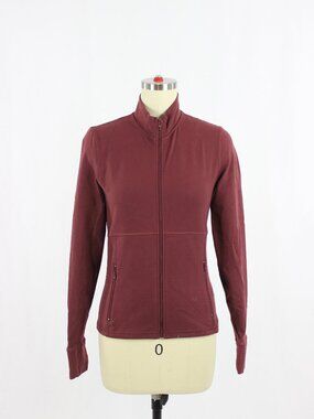 Aritzia TNA Life Relay Burgundy Red Slim Fit Mock Neck Zip Up Jacket, Size M